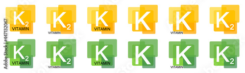 Vitamin K and K2, set icons, isolated symbols, vector illustration