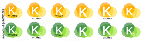 Vitamin K and K2, set icons, isolated symbols, vector illustration