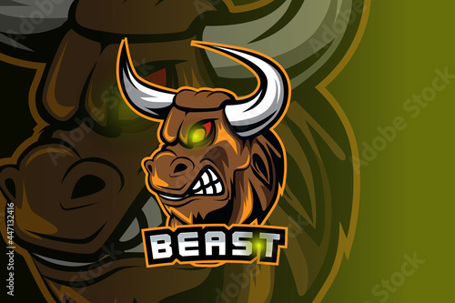 bull fighter e-sports team logo template photo