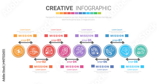 Infographic design template with numbers 8 option for Presentation