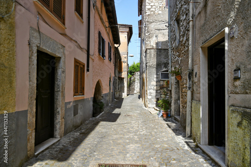 Maenza, Italy, July 24, 2021. A street in the historic center of a medieval town in the Lazio region. © Giambattista