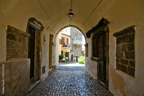 An alley in the medieval quarter of Maenza, a medieval town in the Lazio region. Italy.