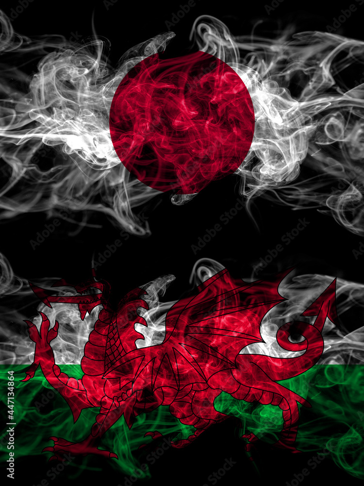 Smoke flags of Japan, Japanese and Wales, United Kingdom Smoke flags of Japan, Japanese and Wales, United Kingdom
