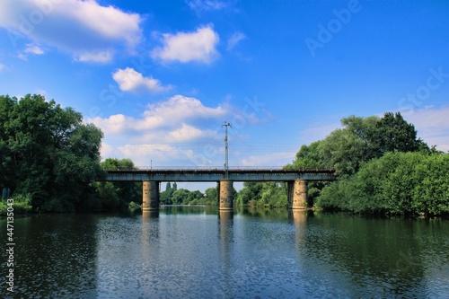 Fototapeta Naklejka Na Ścianę i Meble -  Soldatenbrücke bridge crossing Ems river close to the city of Rheine in Germany