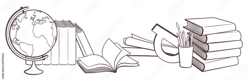 writing tools clipart black and white