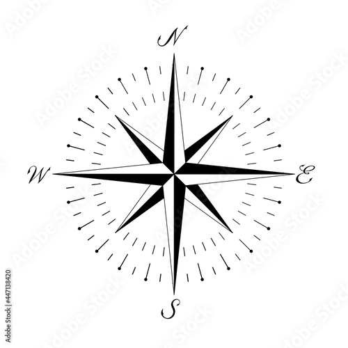 compass, rose wind drawing for tattoo design vector simple 타투도안 나침반