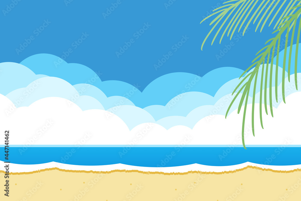 海とヤシの木　長方形　砂浜