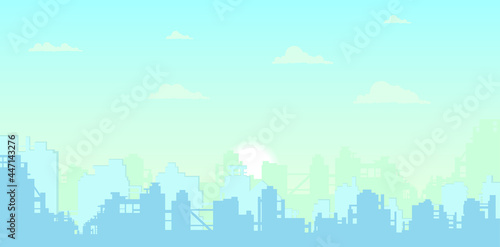 vector cityscape illustration, city silhouette, modern buildings © malika_keehl