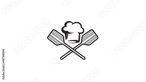 creative oven shovel chef hat logo vector design