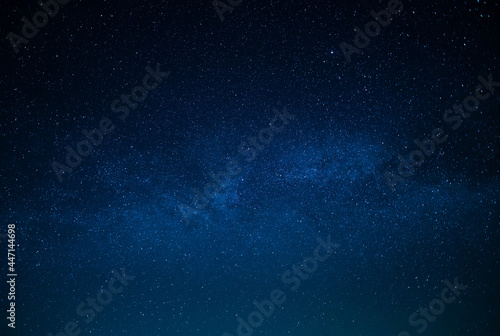 Fototapeta Naklejka Na Ścianę i Meble -  Milky Way. Night starry sky. Various shades of blue. Small stars twinkle in the sky. There is no one in the photo. High angle view. Wallpaper. Background. Texture.