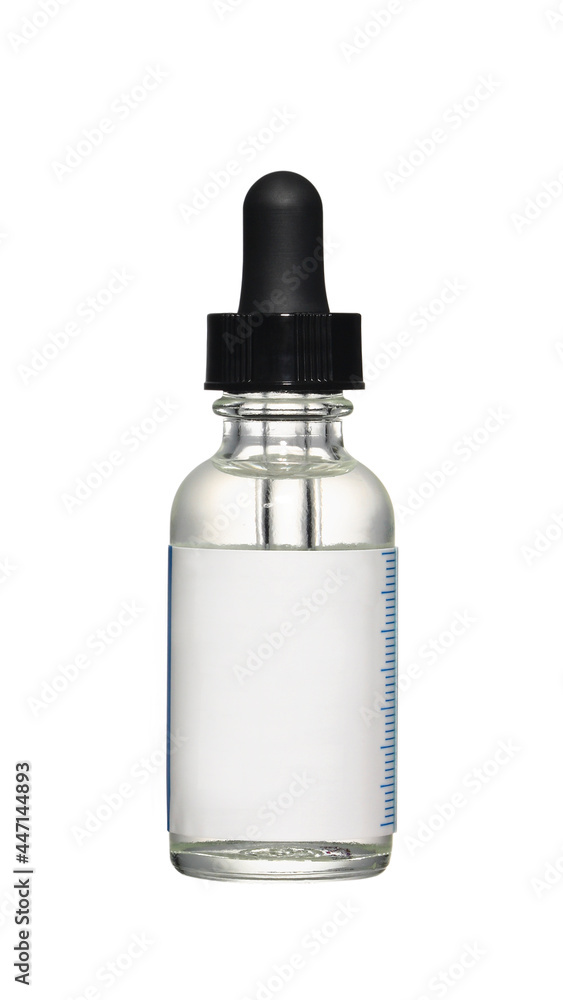 Glass medical or cosmetics bottle isolated on white background Glass medical or cosmetics bottle isolated on white background
