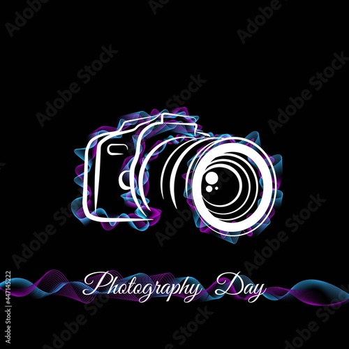 Line art of Camera with simple smoke design