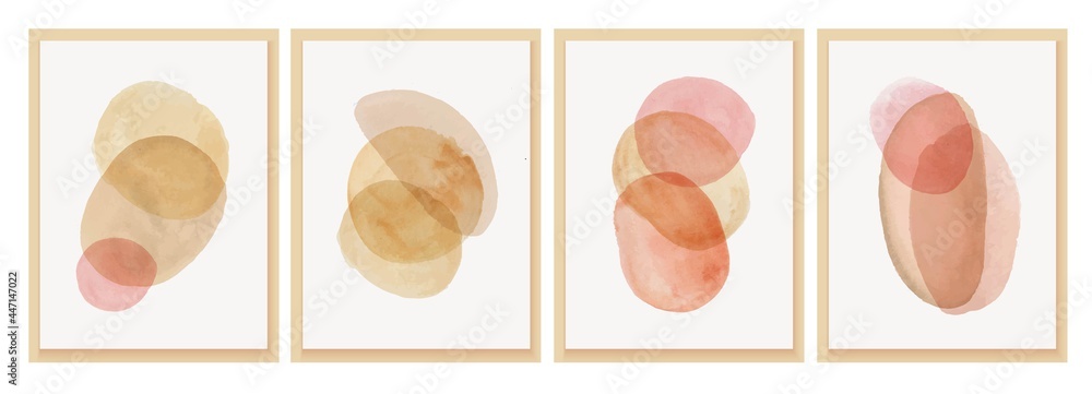 Minimal abstract wall art. Watercolor beige, pink shapes. Minimal abstract wall art. Watercolor beige, pink shapes.