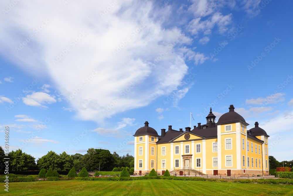 Exterior view of the Stromsholm palace located in Swedish province of Vastmanland.
