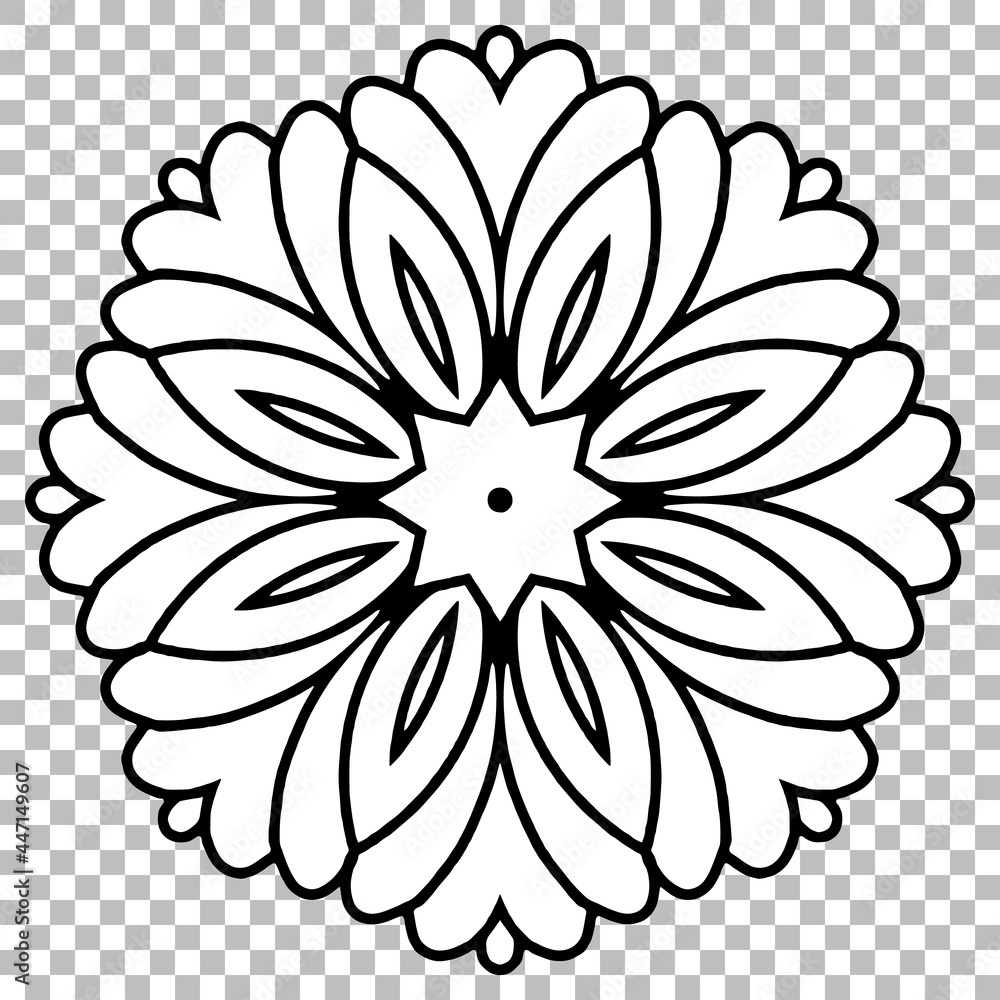 Ethnic pattern, mandala in abstract style oriental, indian, asian handmade. Geometric black white element on isolated background. Template for creativity, coloring, tattoo. Ethnic pattern, mandala in abstract style oriental, indian, asian handmade. Geometric black white element on isolated background. Template for creativity, coloring, tattoo.