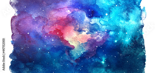 Vector cosmic illustration. Beautiful colorful space background. Watercolor Cosmos