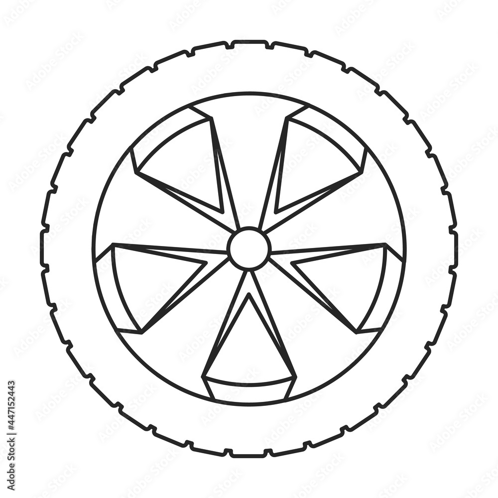 Wheel car vector icon.Outline vector icon isolated on white background wheel car.