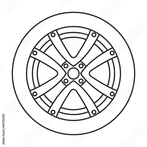 Wheel car vector icon.Outline vector icon isolated on white background wheel car.