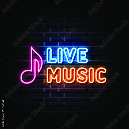 Live music neon sign. neon symbol