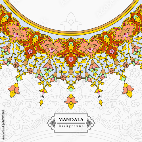 Mandala frame persian iranian arabic turkish islamic hindi indian tibetan traditional colorful vector pattern texture vintage ornate retro elegant ornamental borders frames floral ornaments tazhib 02