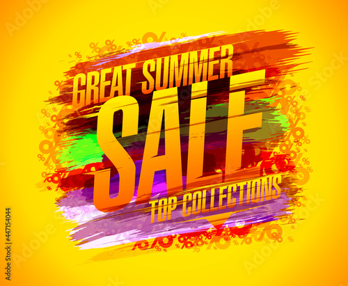 Great summer sale banner design with colored blots