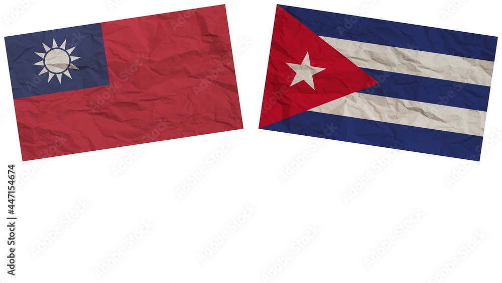 Cuba and Taiwan Flags Together Paper Texture Effect Illustration Cuba and Taiwan Flags Together Paper Texture Effect Illustration