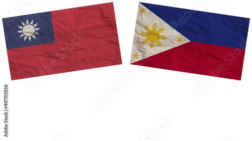 Philippines and Taiwan Flags Together Paper Texture Effect Illustration