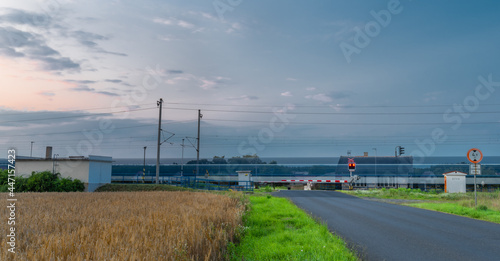 Trains and whistle stop Olesko in central Bohemia in sunset orange evening © luzkovyvagon.cz