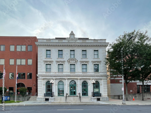 Poughkeepsie, NY - USA - July 24, 2021: view of the historic Old Poughkeepsie YMCA. It has a glazed terra-cotta front facade.On the west side of Market Street near the corner of Church Street.