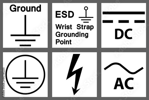 Protective Earth Ground,DC,AC circuit power Symbol Sign