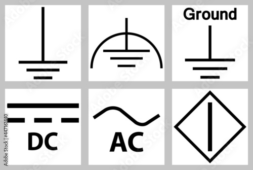 Protective Earth Ground,DC,AC circuit power Symbol Sign