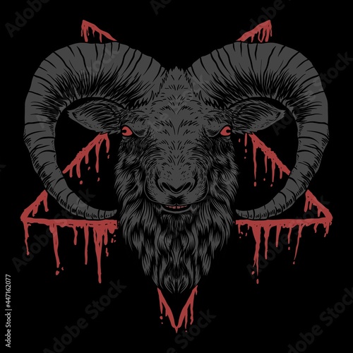 Baphomet Satanic head vector illustration