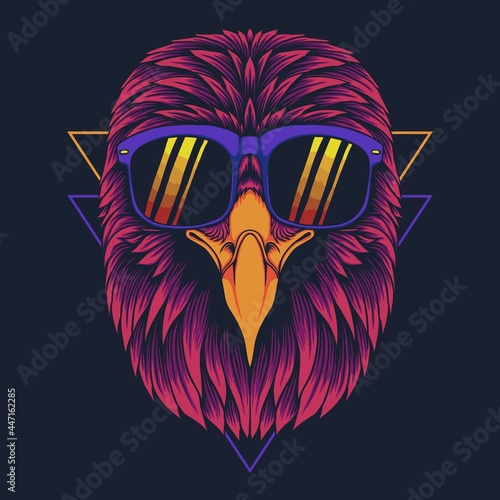 Eagle head eyeglasses vector illustration