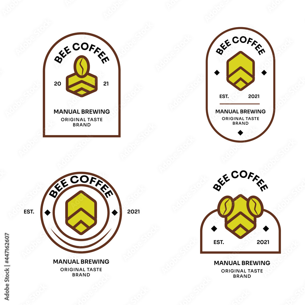 Fototapeta premium Vintage Vector Bee Coffee Logo Template Illustration
