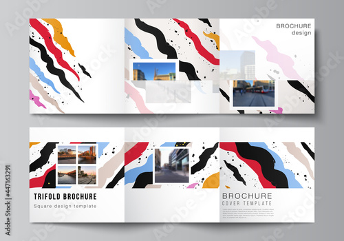 Vector layout of square covers design templates for trifold brochure, flyer, magazine, cover design, book design, brochure cover, creative agency, corporate, business, portfolio, pitch deck, startup.