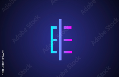 blue pink E line alphabet letter logo for business and company. Simple creative template design for icon and lettering