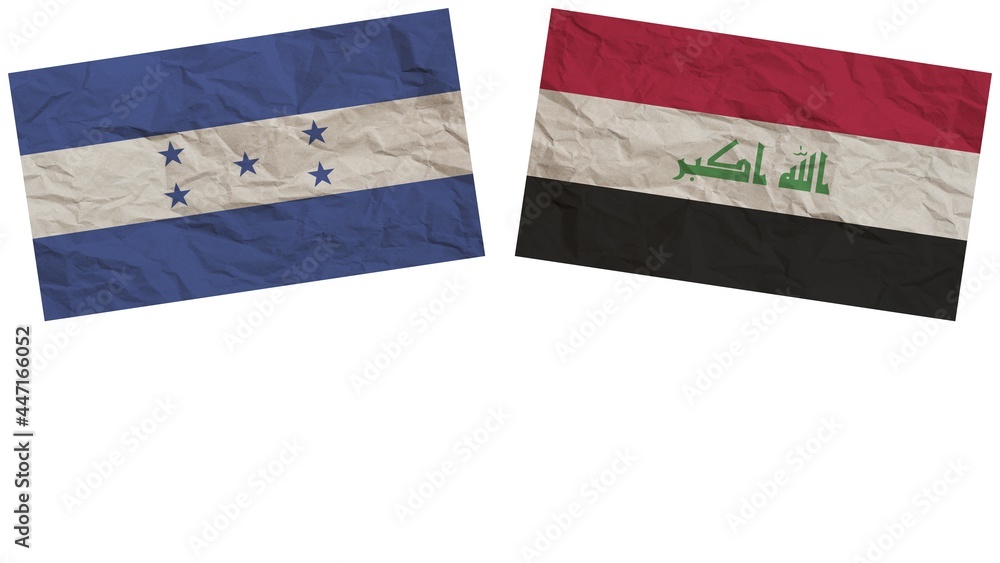 Iraq and Honduras Flags Together Paper Texture Effect Illustration Iraq and Honduras Flags Together Paper Texture Effect Illustration