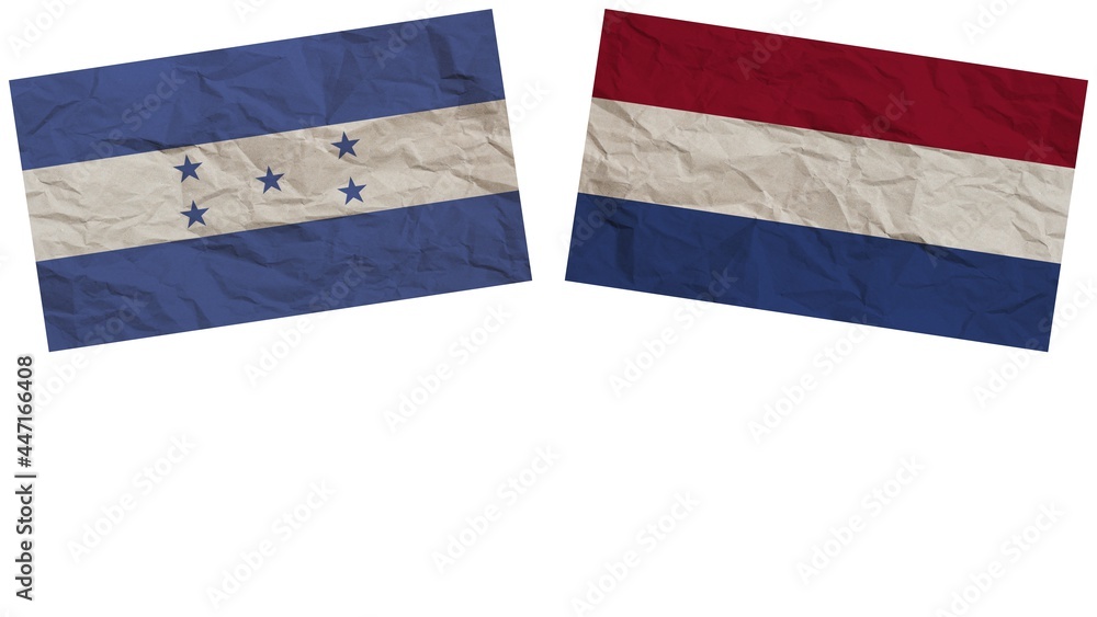 Netherlands and Honduras Flags Together Paper Texture Effect Illustration Netherlands and Honduras Flags Together Paper Texture Effect Illustration