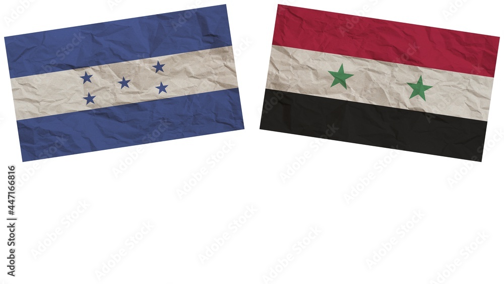 Syria and Honduras Flags Together Paper Texture Effect Illustration Syria and Honduras Flags Together Paper Texture Effect Illustration