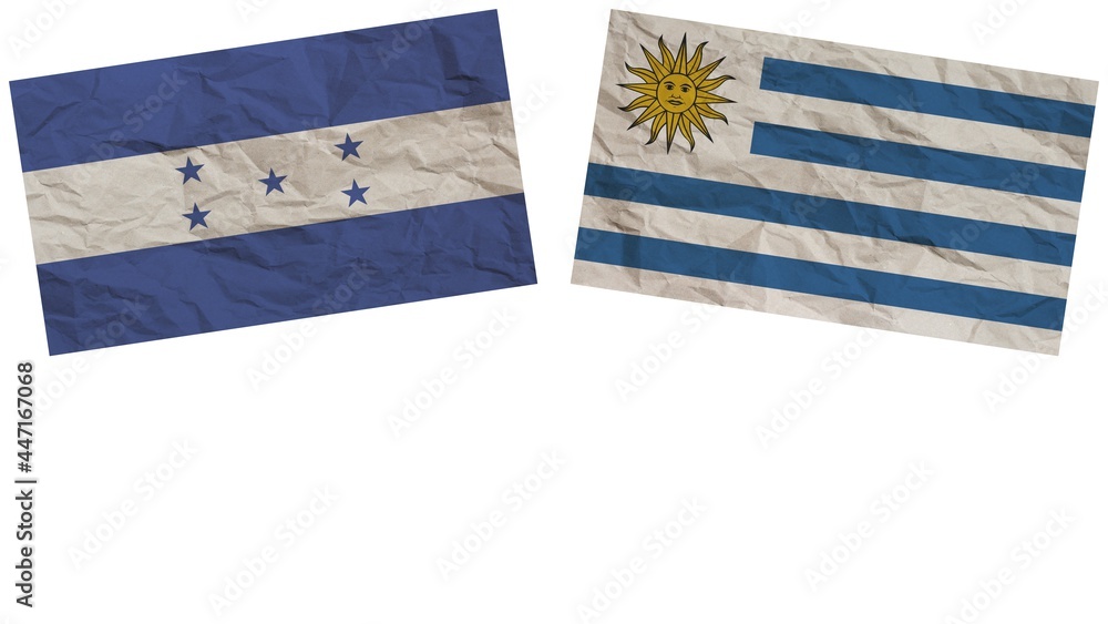 Uruguay and Honduras Flags Together Paper Texture Effect Illustration Uruguay and Honduras Flags Together Paper Texture Effect Illustration