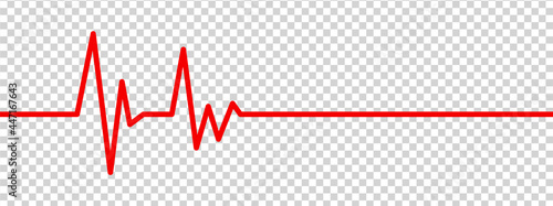 Heart rate monitor line vector isolated on transparent background. Heart rate pulse rhythm line illustration. 