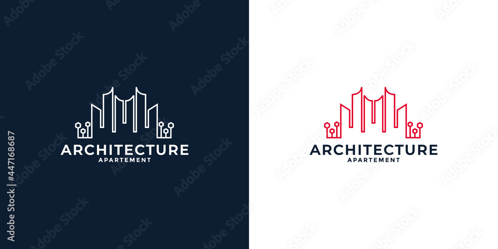 minimalist line art real estate urban logo design for your business
