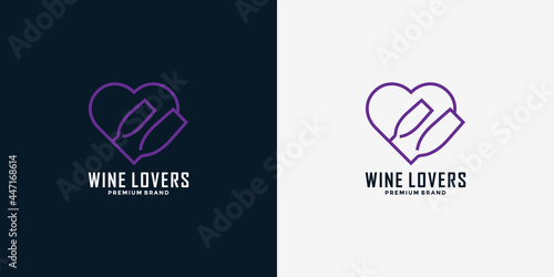 creative logo design template for wine lovers or wine business