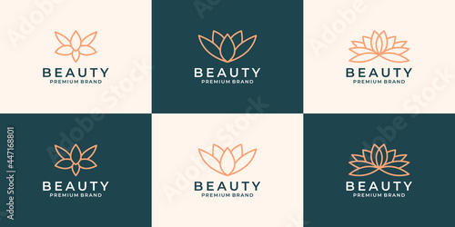 set bundle creative flower lotus logo design for your business saloon, spa, cosmetic, resort etc