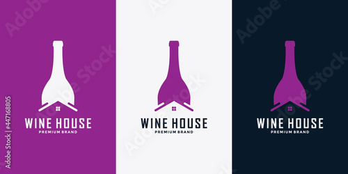 minimalist flat wine home logo design template