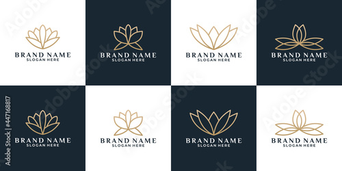 luxury bundle flower lotus logo design