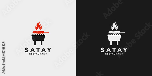 satay logo design template for your business food, restaurant and barbecue
