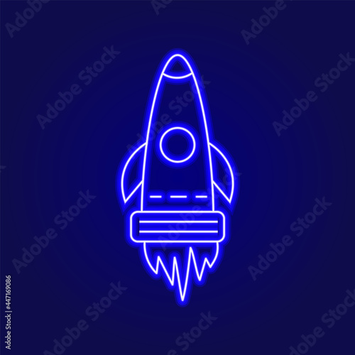 Cyberpunk rocket outline icon. Futuristic spaceship. High tech technology