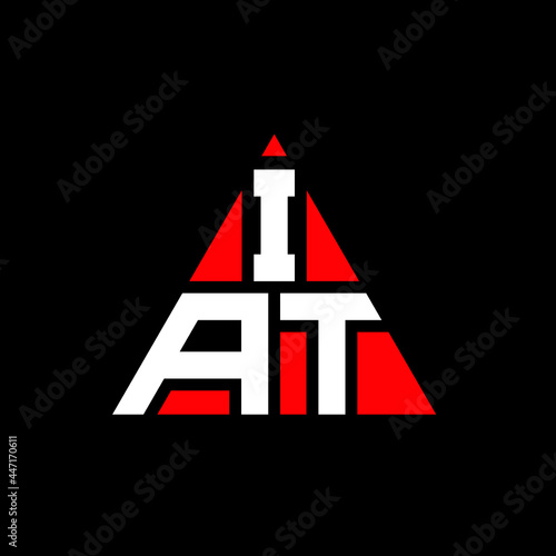 IAT triangle letter logo design with triangle shape. IAT triangle logo design monogram. IAT triangle vector logo template with red color. IAT triangular logo Simple, Elegant, and Luxurious Logo. IAT  photo