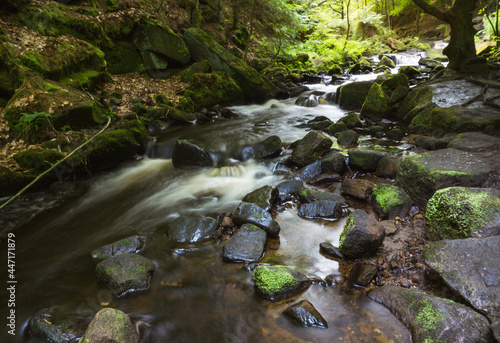 A Long Exposure Photograph of a River Passing, Wymming Brook, Sheffield, Near Peak District, in England